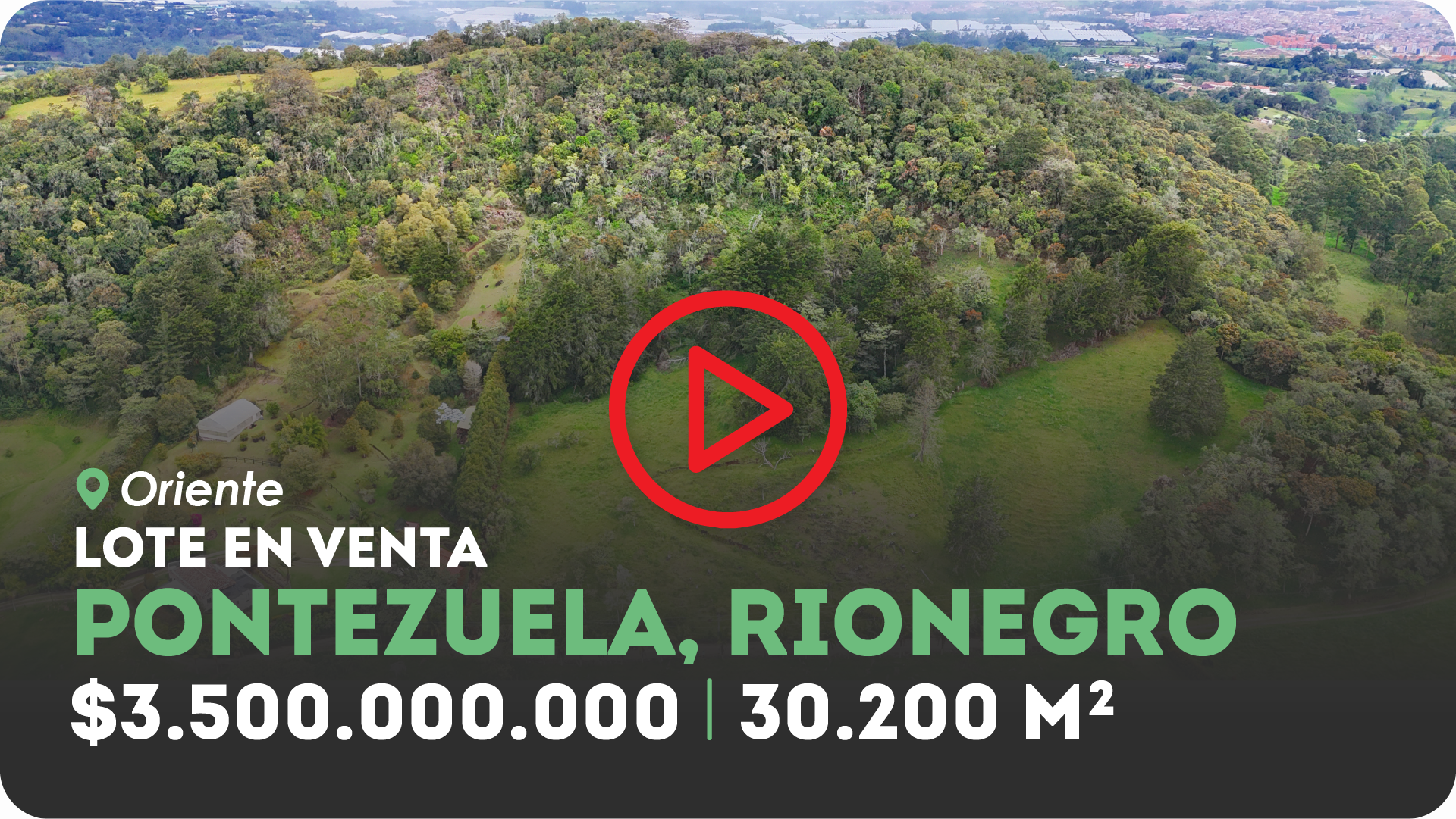 Lote campestre de 30.200 m² en Llano Grande, Pontezuela, con opción para dividir en tres y rodeado de naturaleza.